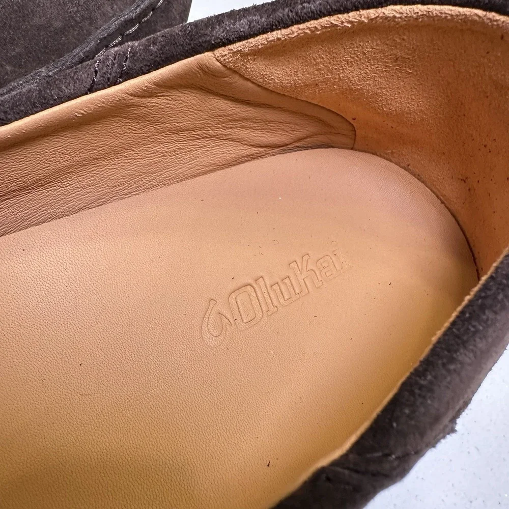 Men's‎ Olukai KA'A Loafer Slip-on Shoes Dark Wood Brown Suede NEW Size 12 Casual
